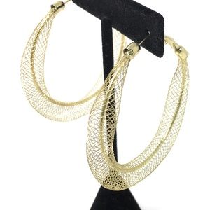 Gold Mesh Hoop Earrings Fashion Jewelry